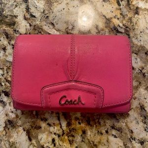 Coach trifold leather wallet, pink